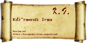 Körmendi Irma névjegykártya